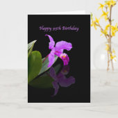 Verjaardag, 95e, Orchidee op zwart Kaart (Gele Bloem)