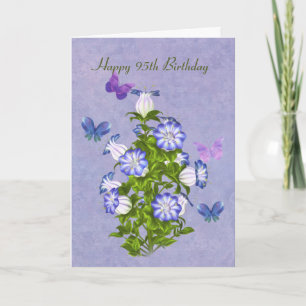 Verjaardag, 95e, Vlinders en Klokbloemen Kaart