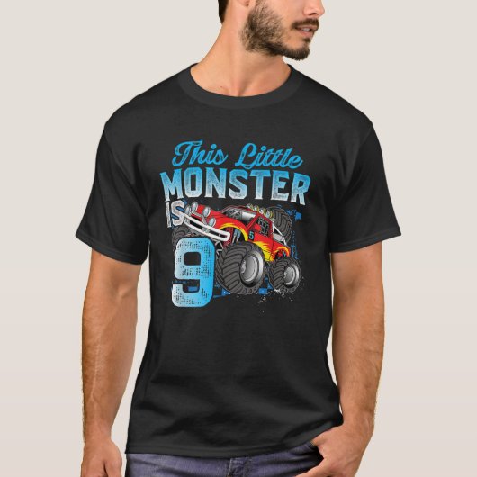 Verjaardag 9 jaar oud Kind Monster Truck 9e B dag  T-shirt (Voorkant)