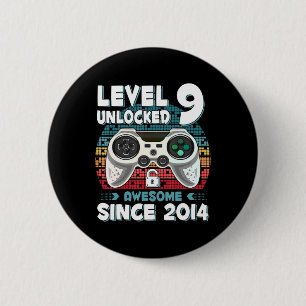 Verjaardag 9 jaar oude zoon jongen leuk gamer 9e 9 ronde button 5,7 cm