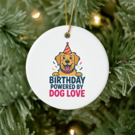 Verjaardag Aangedreven door Hond Love Illustratie Keramisch Ornament