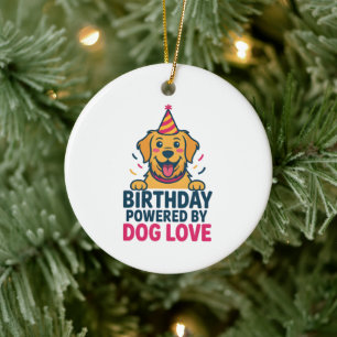 Verjaardag Aangedreven door Hond Love Illustratie Keramisch Ornament