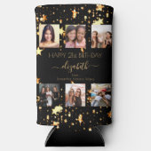 Verjaardag aangepaste foto collage zwart goud vrie seltzer blikjeskoeler (Voorkant)