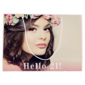 Verjaardag aangepaste foto hallo 21 roze goud  groot cadeauzakje (Achterkant)