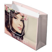 Verjaardag aangepaste foto hallo 21 roze goud  groot cadeauzakje (Voorkant Gekanteld)