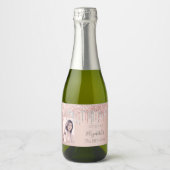 Verjaardag aangepaste foto roos gold silver sparkling wijnetiket (Voorkant)