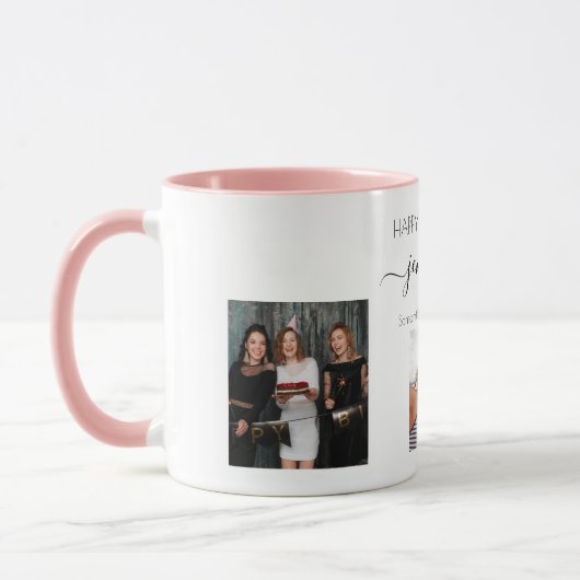 Verjaardag aangepaste foto vriend zwart wit chic mok (Links)