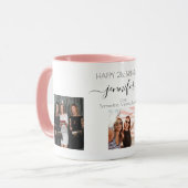 Verjaardag aangepaste foto vriend zwart wit chic mok (Voorkant links)