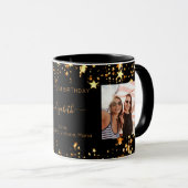 Verjaardag aangepaste foto zwart goud beste vriend mok (Voorkant rechts)