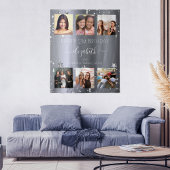 Verjaardag aangepaste fotocollage zilver beste vri wandkleed