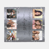 Verjaardag aangepaste fotocollage zilveren beste v fleece deken (Voorkant (Horizontaal))