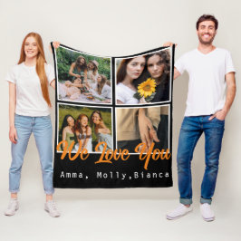 Verjaardag aangepaste fotocollage zwart Witte vrie Fleece Deken