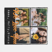 Verjaardag aangepaste fotocollage zwart Witte vrie Fleece Deken (Voorkant (Horizontaal))