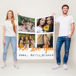 Verjaardag aangepaste fotocollage zwart Witte vrie Fleece Deken