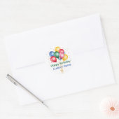 Verjaardag Aangepaste Naam Ballonnen Feest Ronde Sticker (Envelop)