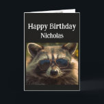 Verjaardag aangepaste naam Cool Brother Raccoon Kaart<br><div class="desc">Gelukkige Verjaardag Custom Naam koele broer wasbeer dier in glazen</div>