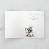 Verjaardag Aangepaste naam Kat die Voetbal speelt Kaart (Binnen)