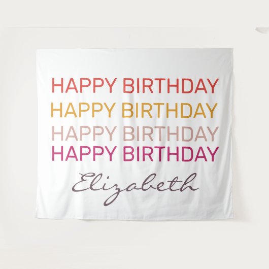 Verjaardag aangepaste naam   wandkleed (Voorkant (horizontaal))