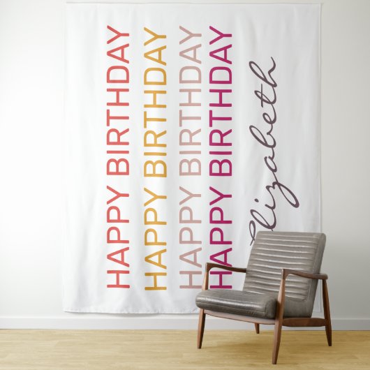 Verjaardag aangepaste naam wandkleed (In situ)
