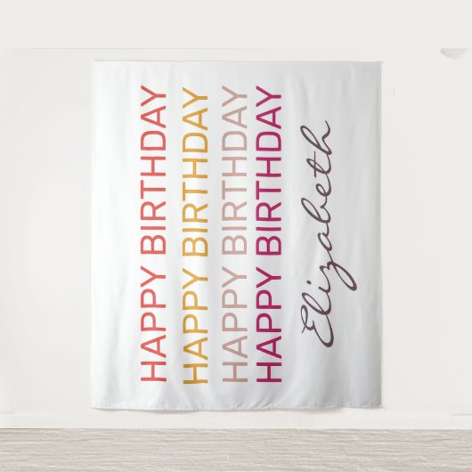 Verjaardag aangepaste naam   wandkleed (Voorkant)