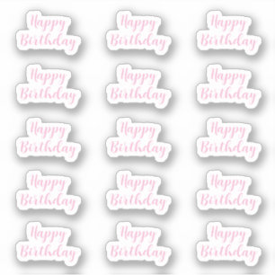 Verjaardag aangepaste tekst leeftijd licht babyroz sticker