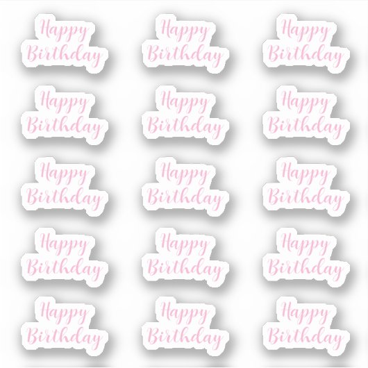 Verjaardag aangepaste tekst leeftijd licht babyroz sticker (Voorkant)