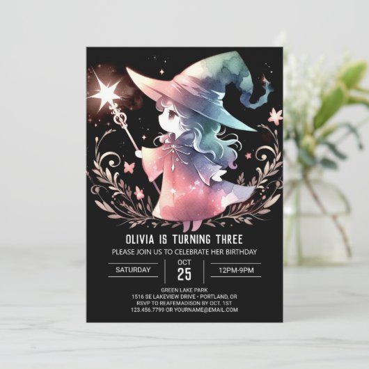 Verjaardag aangepaste wizard pastel kaart (Staand voorkant)