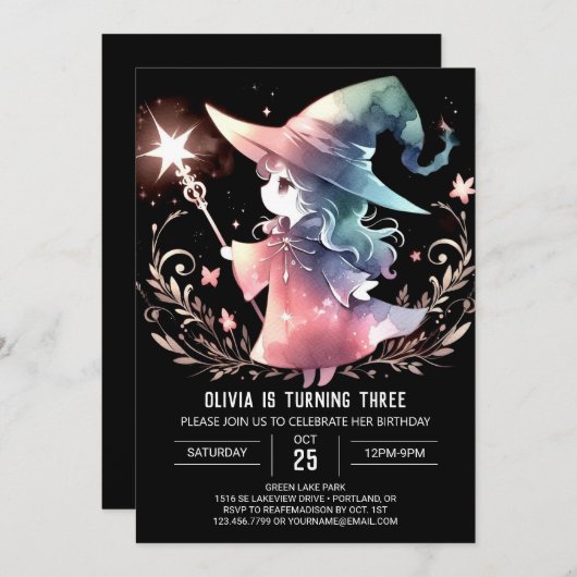 Verjaardag aangepaste wizard pastel kaart (Voorkant / Achterkant)