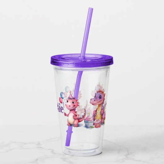 Verjaardag aanpassen dinosaurussen acryl drinkbeker (Achterkant)