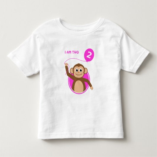 Verjaardag aap roze ballon kinder shirts (Voorkant)