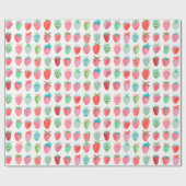 Verjaardag Aardbei Fruit | Glanzend Inpakpapier (Vlak)