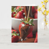 Verjaardag Aardbei gedoopt in chocolade Kaart (Gele Bloem)