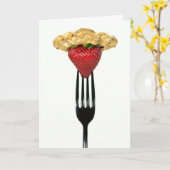 Verjaardag aardbei op zwarte vork kaart (Gele Bloem)