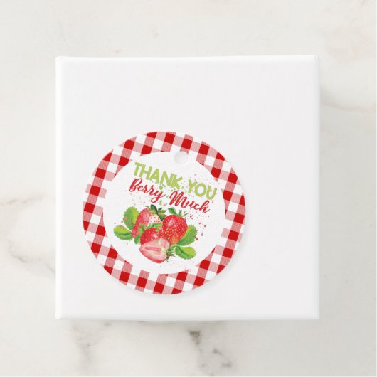 Verjaardag Aardbei Plaid Dank u Bedankjes Labels (In situ)