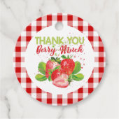 Verjaardag Aardbei Plaid Dank u Bedankjes Labels (Voorkant)