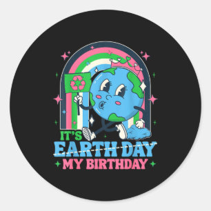 Verjaardag aarde dag 2026 grappig recycling kinder ronde sticker