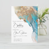 Verjaardag Abstracte gemarmerde alcoholinkt Kaart (Staand voorkant)