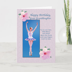 Verjaardag, achterkleindochter, ballerina kaart