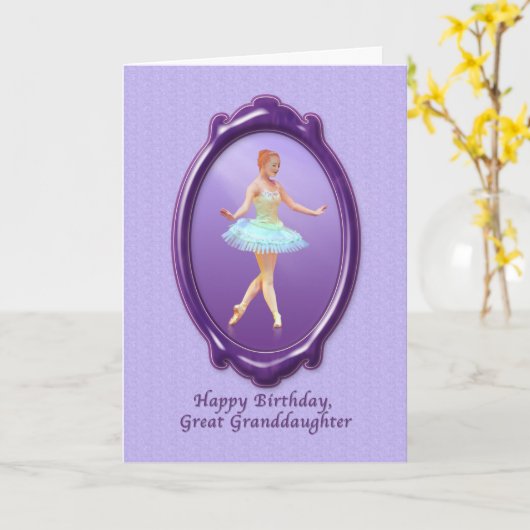 Verjaardag, achterkleindochter, ballerina kaart (Gele Bloem)