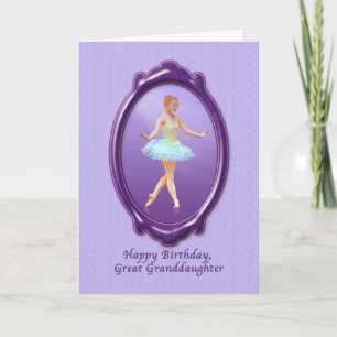 Verjaardag, achterkleindochter, ballerina kaart