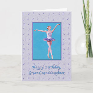 Verjaardag, achterkleindochter, ballerina op punt kaart