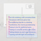 Verjaardag (Acrostiek) Briefkaart (Voorkant / Achterkant)