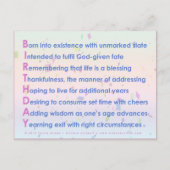 Verjaardag (Acrostiek) Briefkaart (Voorkant)