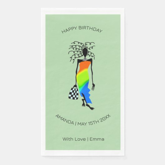 Verjaardag, African Art Elegant Mode Lady Servet (Voorkant)