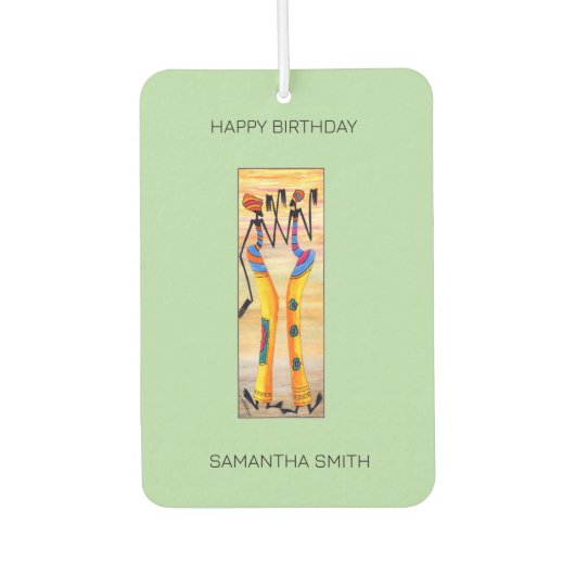 Verjaardag, African Art waterverf Geweldige Dans Luchtverfrisser (Voorkant)