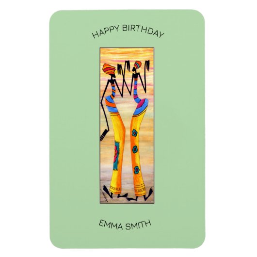 Verjaardag, African Art waterverf Geweldige Dans Magneet (Verticaal)