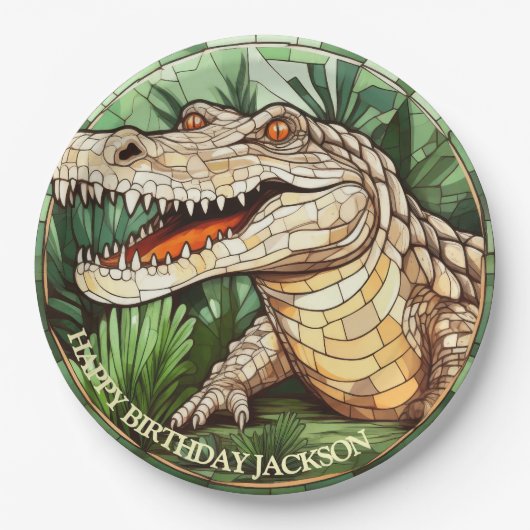 Verjaardag Afrikaanse krokodil Papieren Bordje (Voorkant)