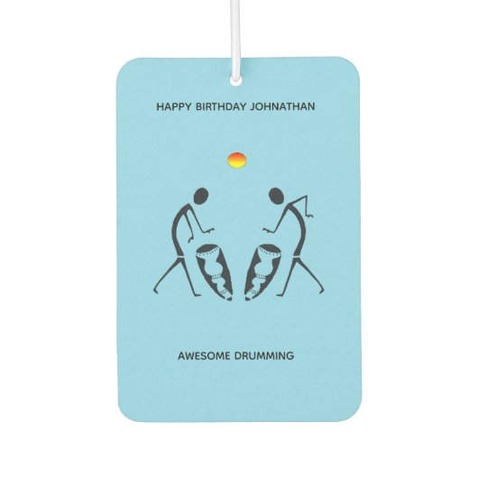 Verjaardag, Afrikaanse kunst silhouet drummen blau Luchtverfrisser (Voorkant)