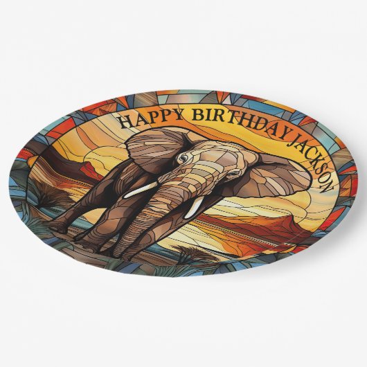Verjaardag Afrikaanse olifant Papieren Bordje (Gekanteld)