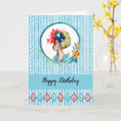 Verjaardag Afrikaanse vrouw Kaart (Gele Bloem)